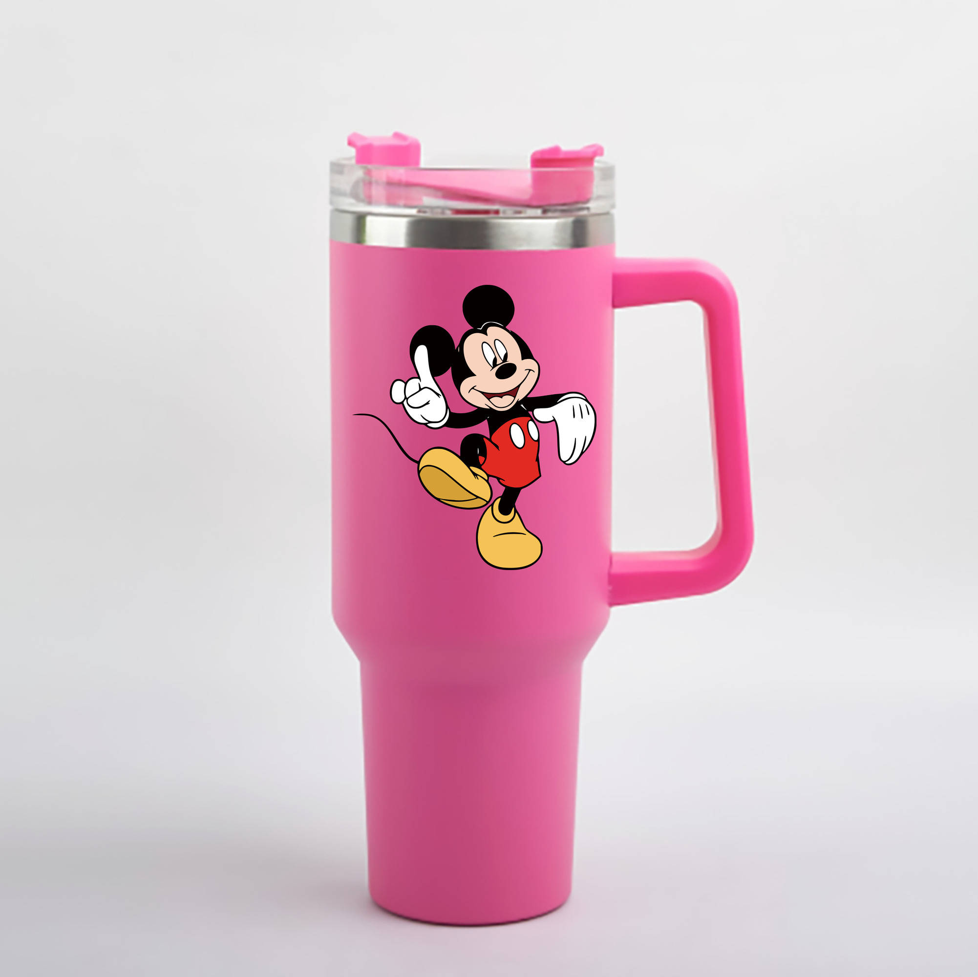 （画像用） ミッキーマウス Mickey Mouse 1200mL車用タンブラー - クリスタルステッカー（プラスチックストロー付き）